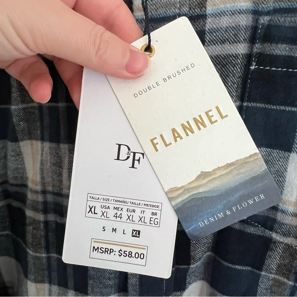 Denim & Flower Flannel Button Down Men’s XL - Picture 5 of 10